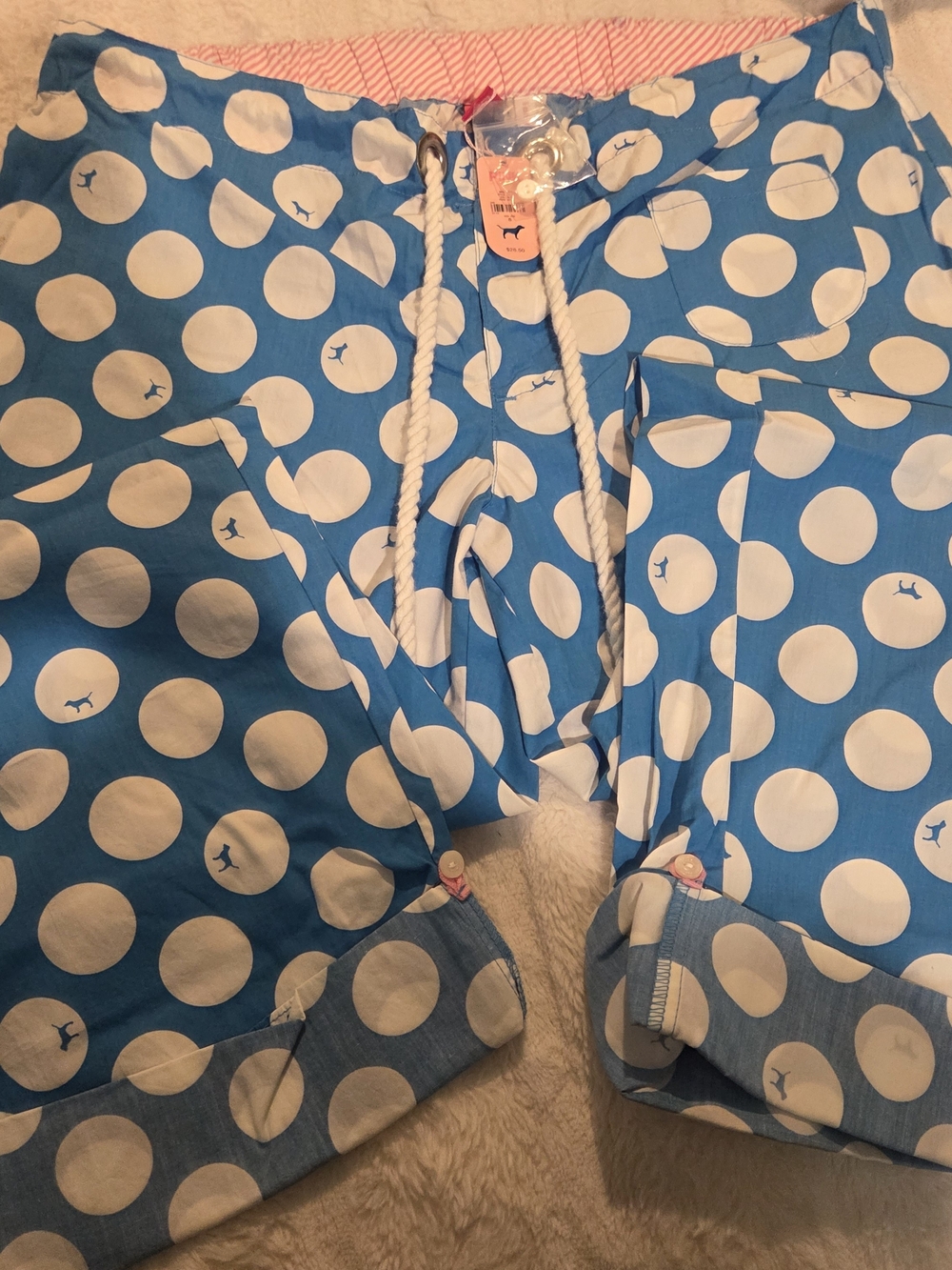 Victoria's Secret Blue and White Polka Dot Kids Pajama Bottoms. - Picture 10 of 14